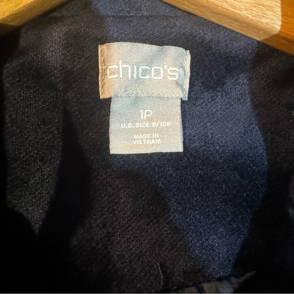 Women’s CHICO’S Navy Blue Velvet Jean Jacket Style Jacket  1Petite - Picture 4 of 10